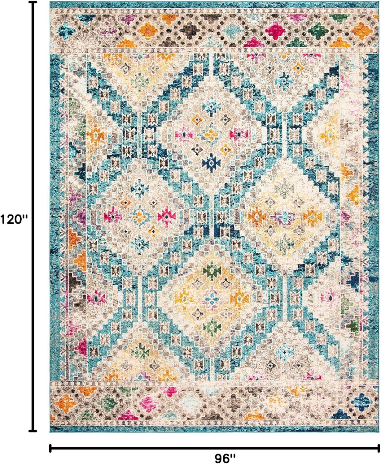 image:imageSAFAVIEH Area Rug 8x10 Madison Collection Large Black amp Yellow Boho Diamond Distressed Design NonShedding amp Easy Cleaning Ideal for Living Room Bedroom Office Dining Space MAD418ZDark BlueYellow