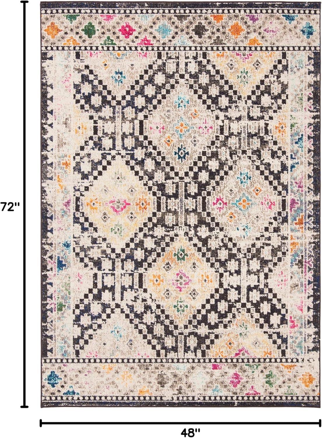 image:imageSAFAVIEH Area Rug 8x10 Madison Collection Large Black amp Yellow Boho Diamond Distressed Design NonShedding amp Easy Cleaning Ideal for Living Room Bedroom Office Dining Space MAD418ZBlackYellow