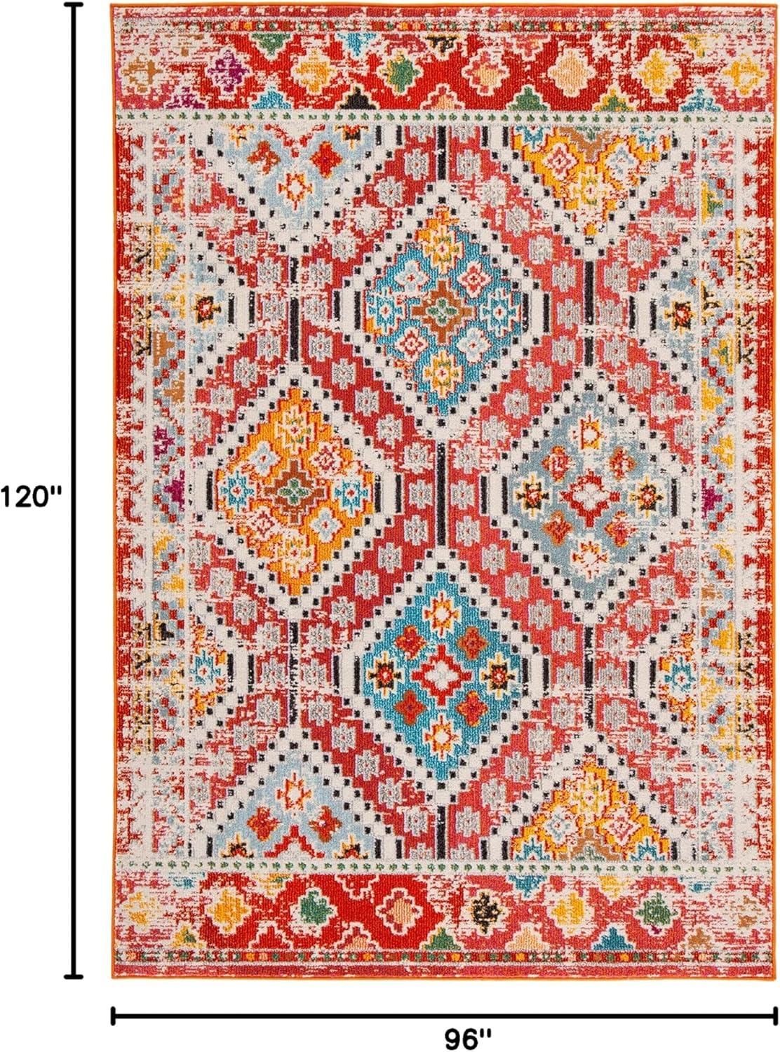 image:imageSAFAVIEH Area Rug 8x10 Madison Collection Large Black amp Yellow Boho Diamond Distressed Design NonShedding amp Easy Cleaning Ideal for Living Room Bedroom Office Dining Space MAD418ZRustPink