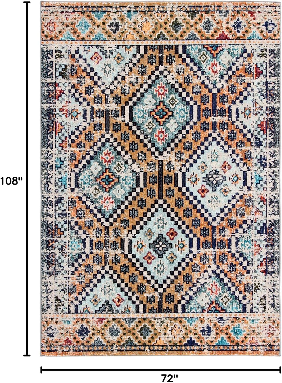 image:imageSAFAVIEH Area Rug 8x10 Madison Collection Large Black amp Yellow Boho Diamond Distressed Design NonShedding amp Easy Cleaning Ideal for Living Room Bedroom Office Dining Space MAD418ZOrangeBeige