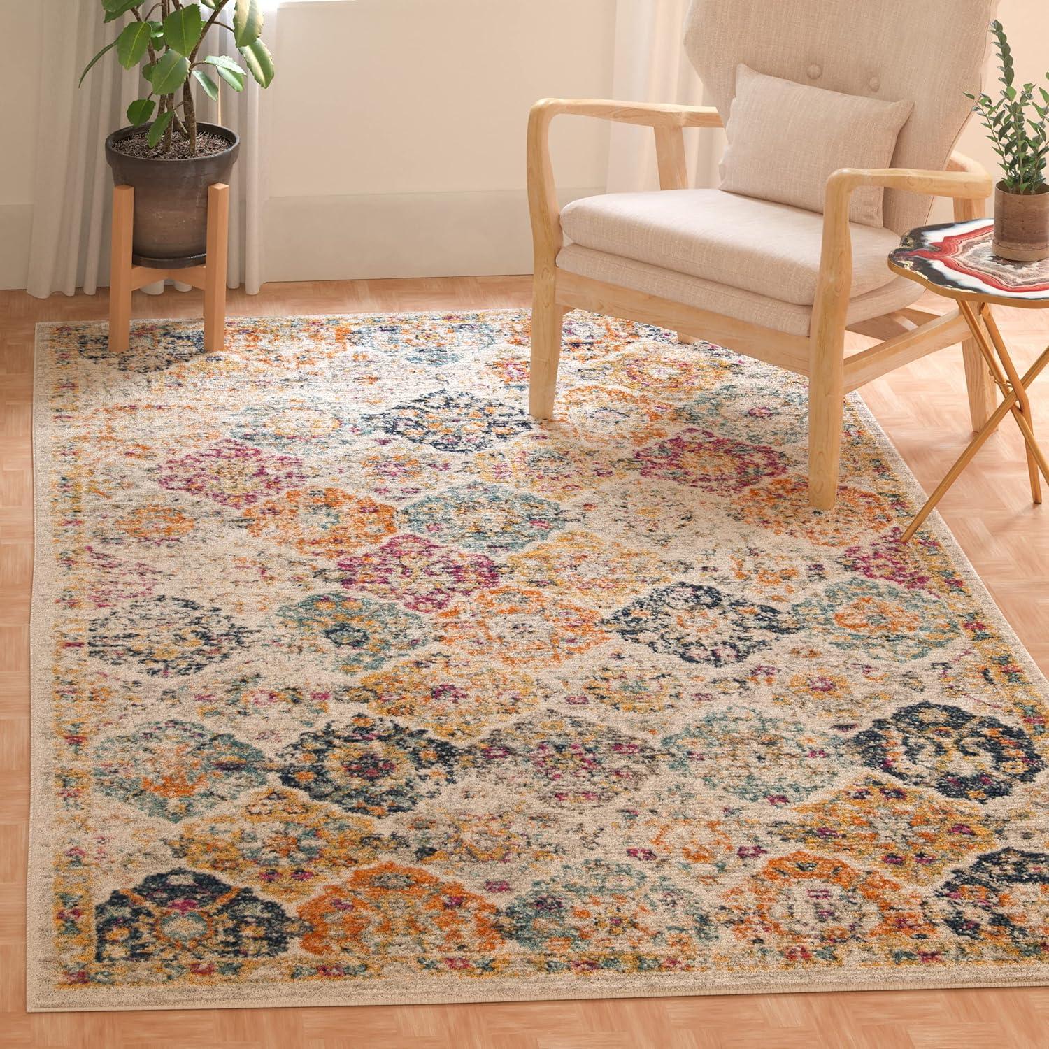 image:imageSAFAVIEH Area Rug 8x10 Madison Collection Large Cream amp Multi Boho Chic Distressed Design NonShedding amp Easy Cleaning Ideal for Living Room Bedroom Office Dining Space MAD611BCreamMulti