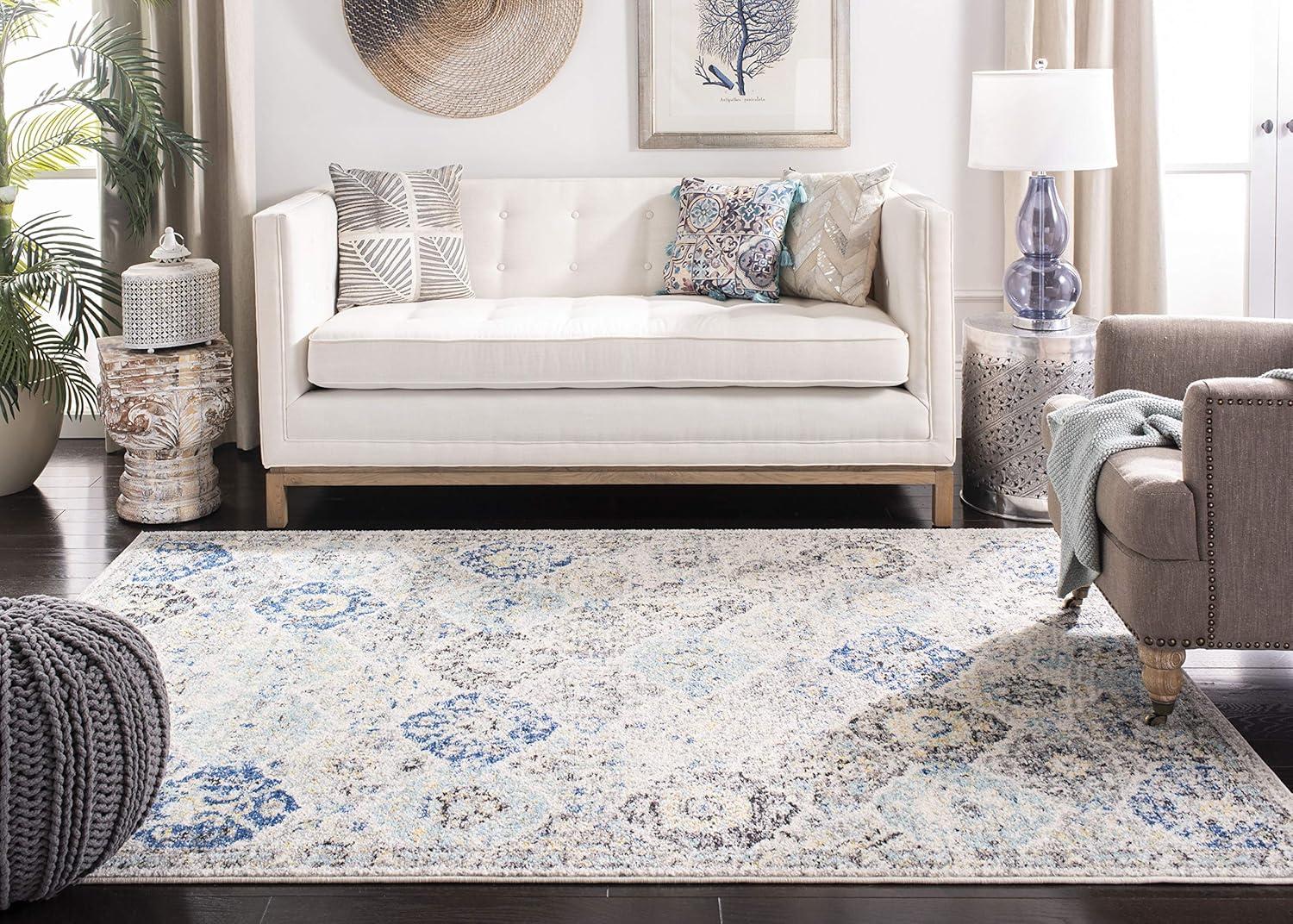 image:imageSAFAVIEH Area Rug 8x10 Madison Collection Large Cream amp Multi Boho Chic Distressed Design NonShedding amp Easy Cleaning Ideal for Living Room Bedroom Office Dining Space MAD611BIvoryAqua