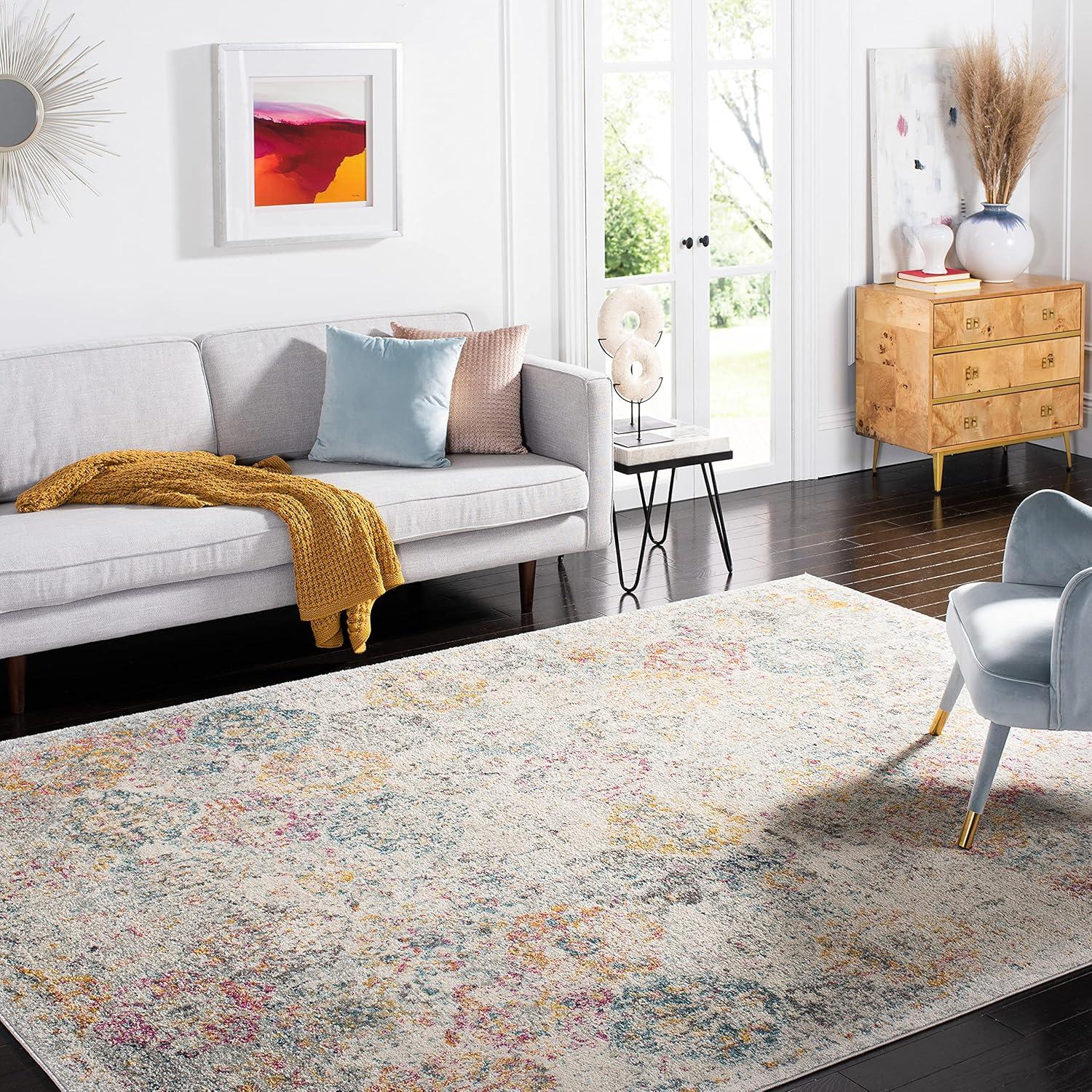 image:imageSAFAVIEH Area Rug 8x10 Madison Collection Large Cream amp Multi Boho Chic Distressed Design NonShedding amp Easy Cleaning Ideal for Living Room Bedroom Office Dining Space MAD611BGreyGold