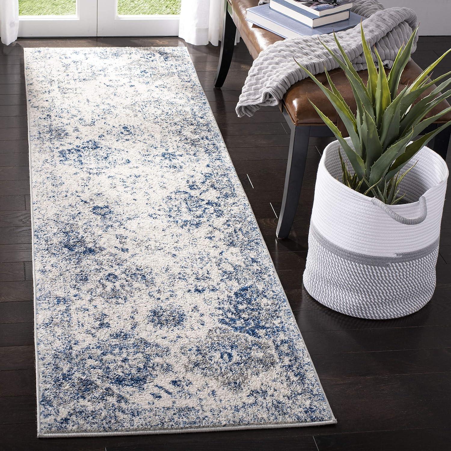 image:imageSAFAVIEH Area Rug 8x10 Madison Collection Large Cream amp Multi Boho Chic Distressed Design NonShedding amp Easy Cleaning Ideal for Living Room Bedroom Office Dining Space MAD611BWhiteRoyal Blue