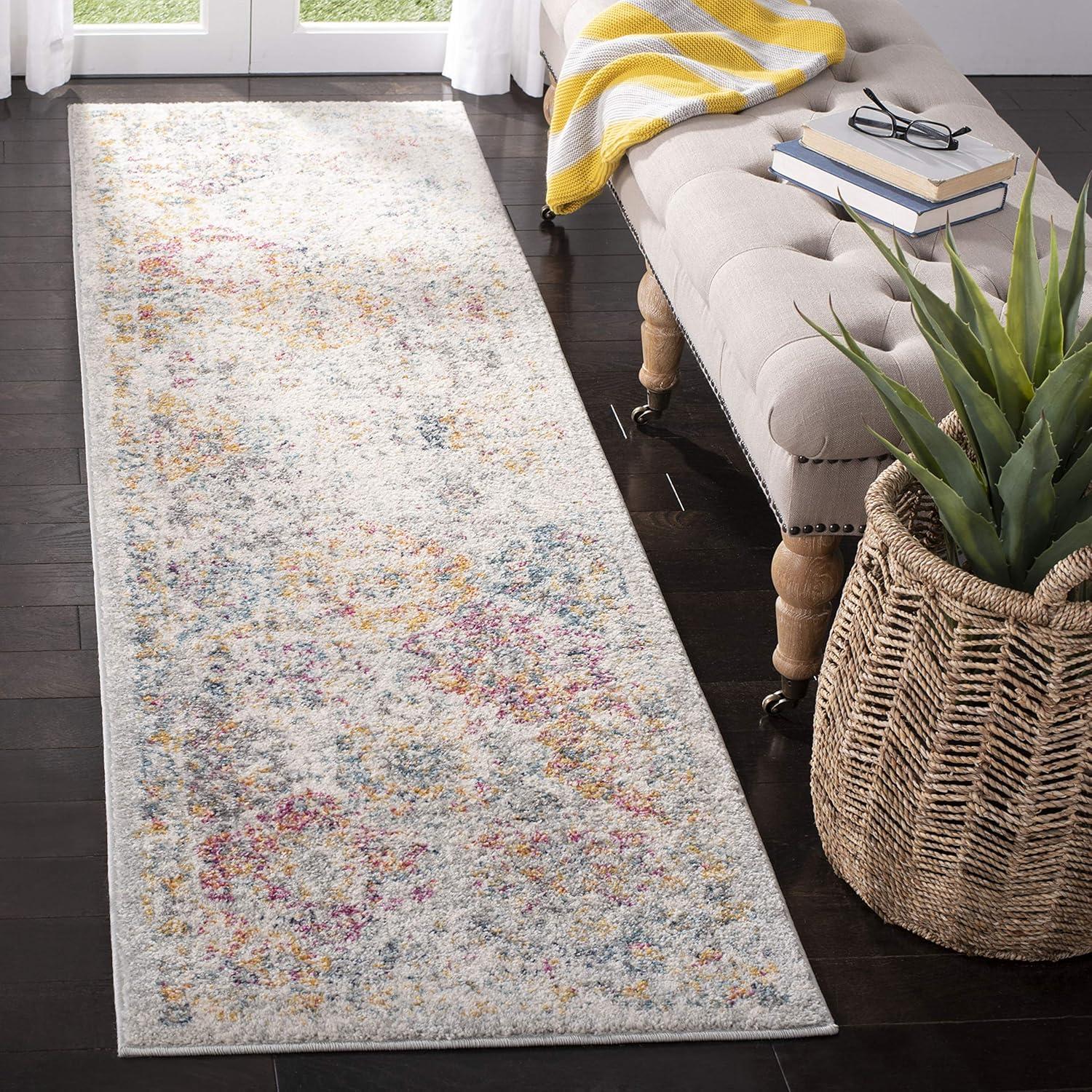 image:imageSAFAVIEH Area Rug 8x10 Madison Collection Large Cream amp Multi Boho Chic Distressed Design NonShedding amp Easy Cleaning Ideal for Living Room Bedroom Office Dining Space MAD611BGreyGold
