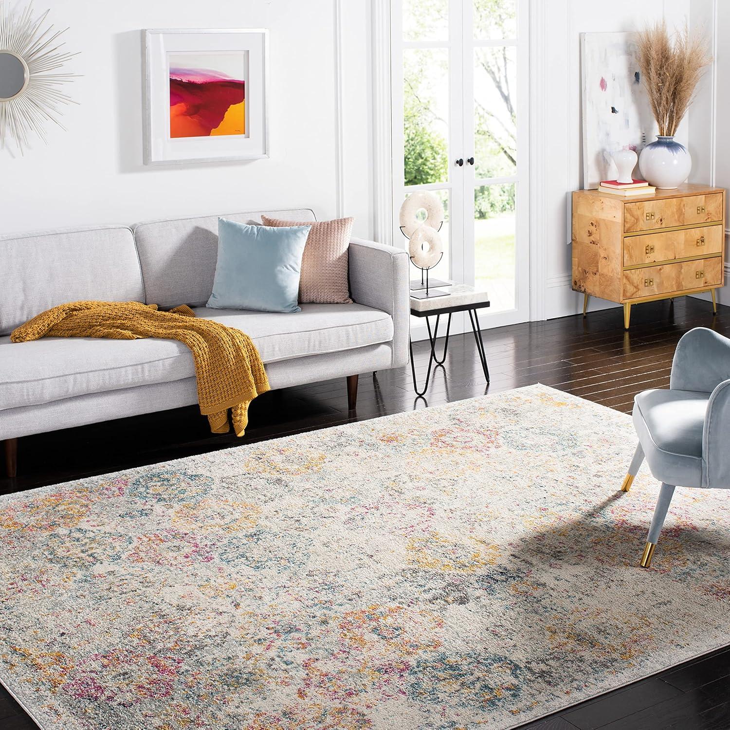 image:imageSAFAVIEH Area Rug 8x10 Madison Collection Large Cream amp Multi Boho Chic Distressed Design NonShedding amp Easy Cleaning Ideal for Living Room Bedroom Office Dining Space MAD611BGreyGold