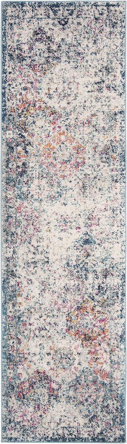image:imageSAFAVIEH Area Rug 8x10 Madison Collection Large Cream amp Multi Boho Chic Distressed Design NonShedding amp Easy Cleaning Ideal for Living Room Bedroom Office Dining Space MAD611BNavyTeal