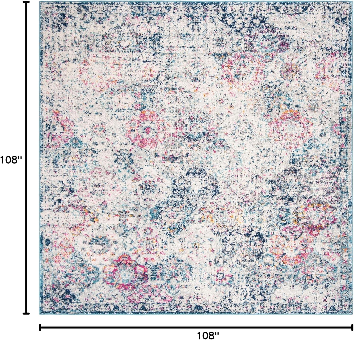 image:imageSAFAVIEH Area Rug 8x10 Madison Collection Large Cream amp Multi Boho Chic Distressed Design NonShedding amp Easy Cleaning Ideal for Living Room Bedroom Office Dining Space MAD611BNavyTeal