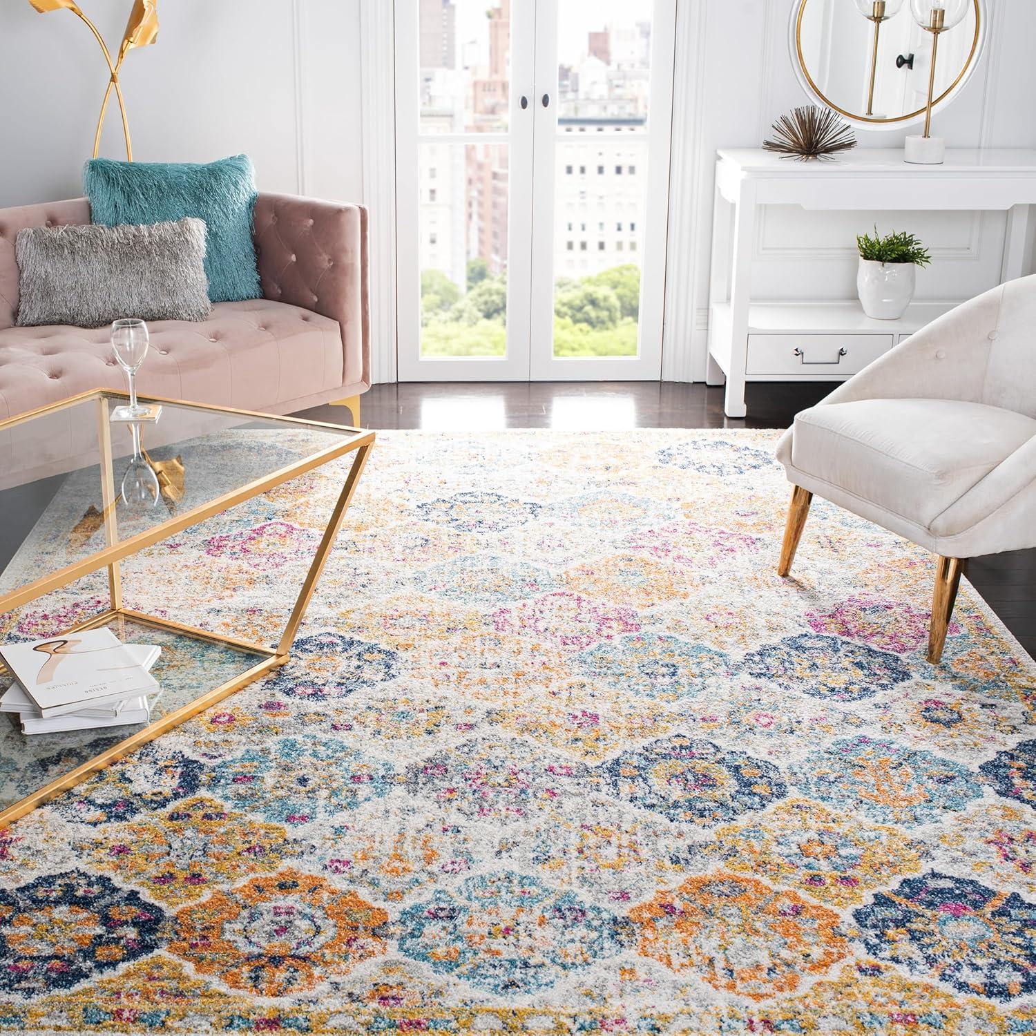 image:imageSAFAVIEH Area Rug 8x10 Madison Collection Large Cream amp Multi Boho Chic Distressed Design NonShedding amp Easy Cleaning Ideal for Living Room Bedroom Office Dining Space MAD611BCreamMulti
