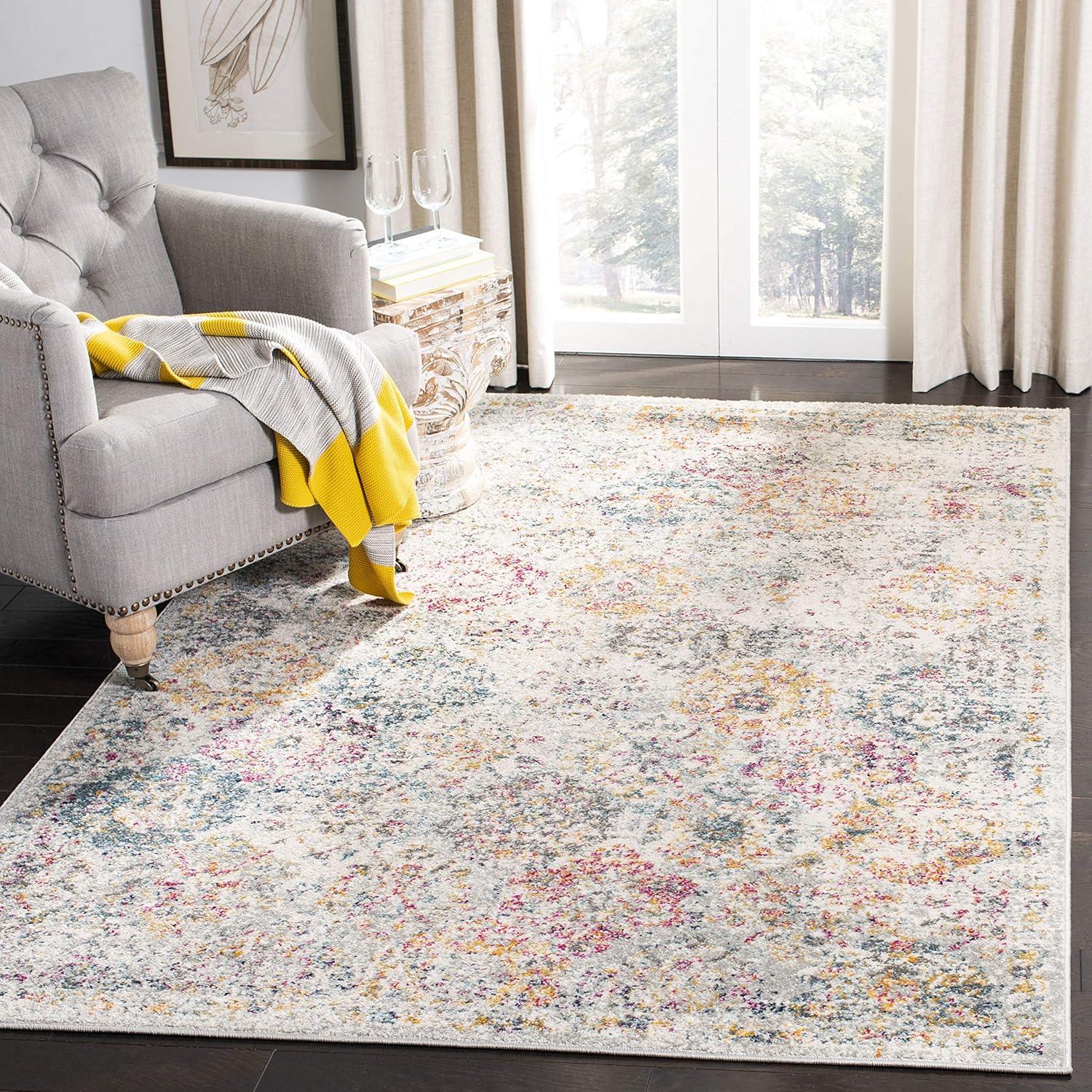 image:imageSAFAVIEH Area Rug 8x10 Madison Collection Large Cream amp Multi Boho Chic Distressed Design NonShedding amp Easy Cleaning Ideal for Living Room Bedroom Office Dining Space MAD611BGreyGold