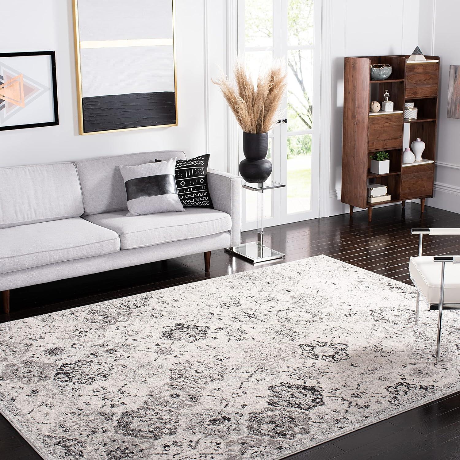 image:imageSAFAVIEH Area Rug 8x10 Madison Collection Large Cream amp Multi Boho Chic Distressed Design NonShedding amp Easy Cleaning Ideal for Living Room Bedroom Office Dining Space MAD611BSilverGrey