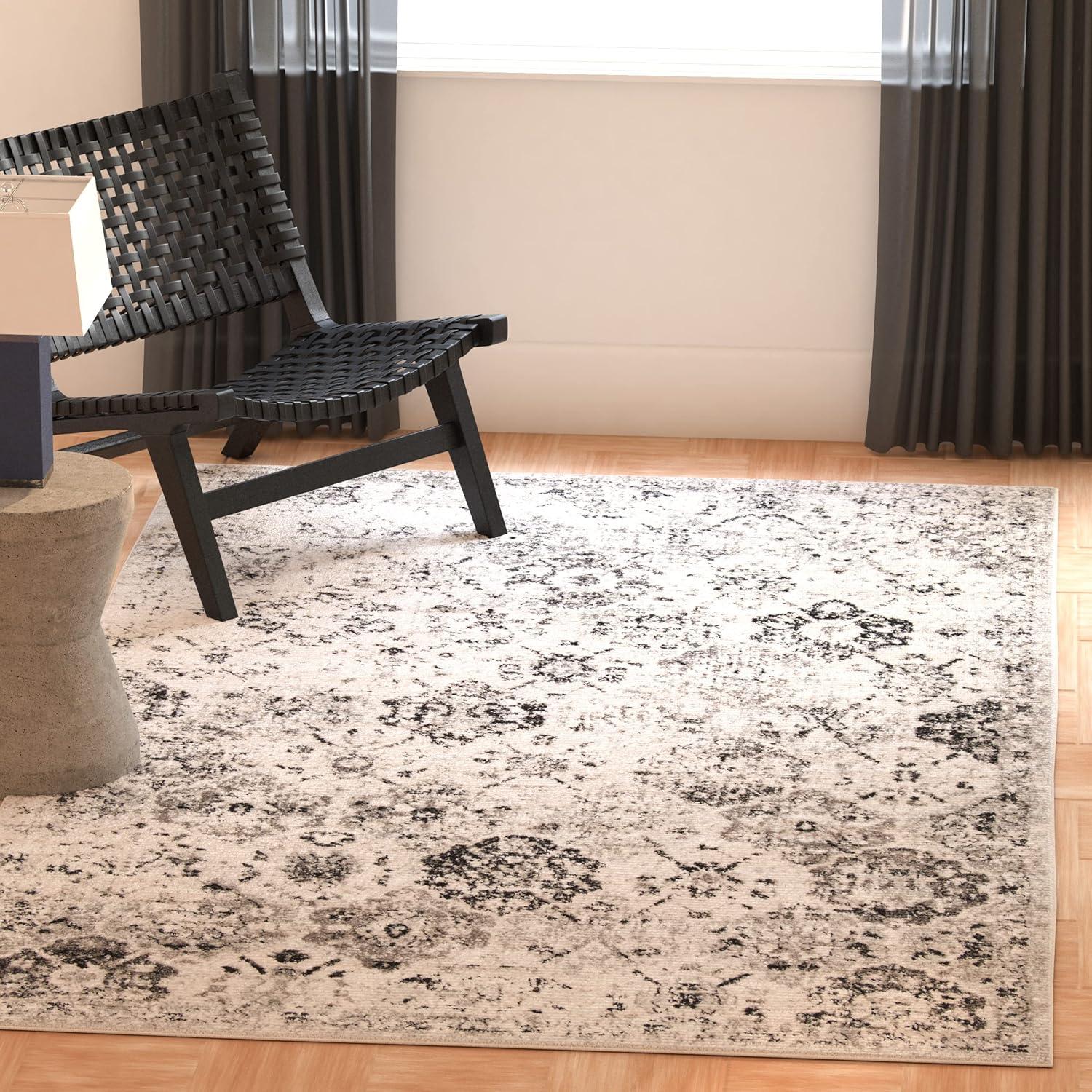 image:imageSAFAVIEH Area Rug 8x10 Madison Collection Large Cream amp Multi Boho Chic Distressed Design NonShedding amp Easy Cleaning Ideal for Living Room Bedroom Office Dining Space MAD611BSilverGrey