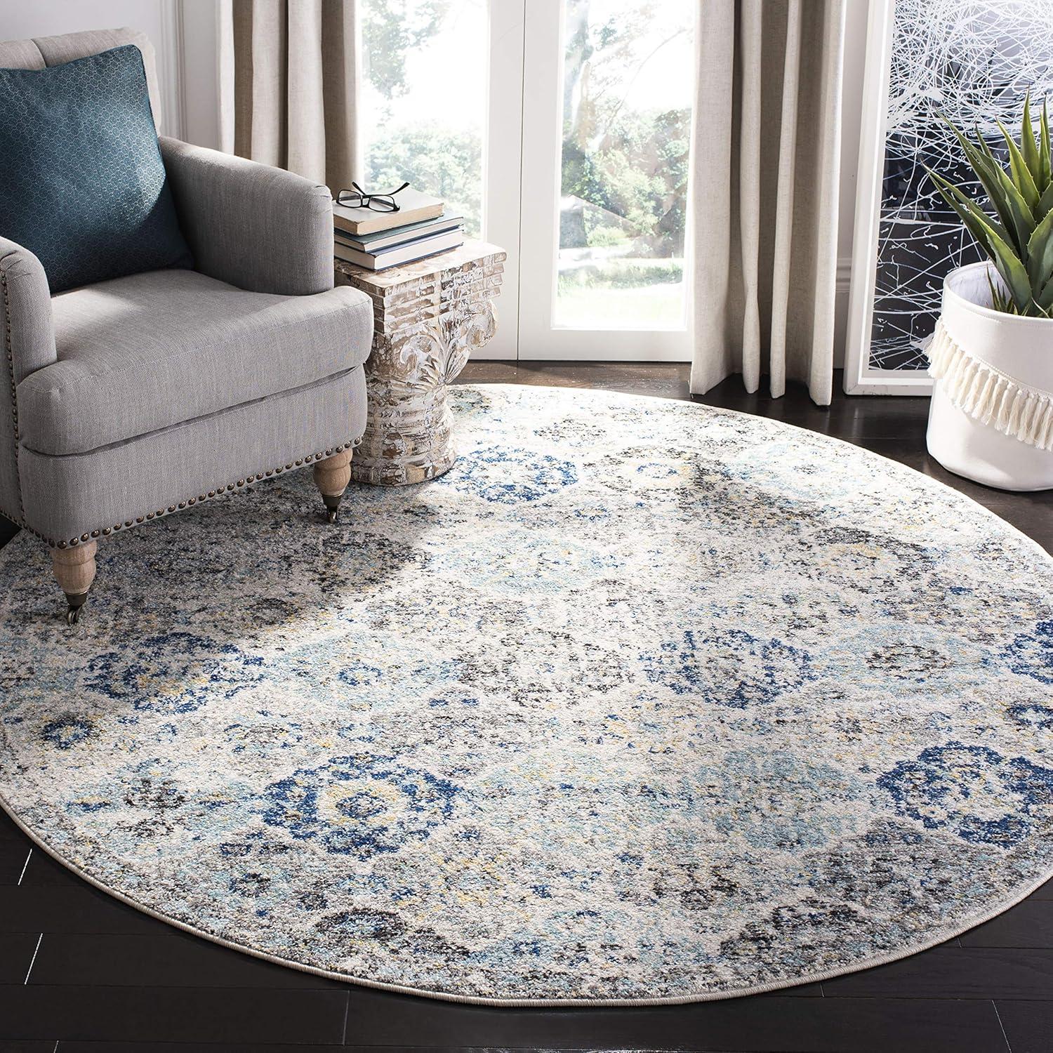 image:imageSAFAVIEH Area Rug 8x10 Madison Collection Large Cream amp Multi Boho Chic Distressed Design NonShedding amp Easy Cleaning Ideal for Living Room Bedroom Office Dining Space MAD611BIvoryAqua