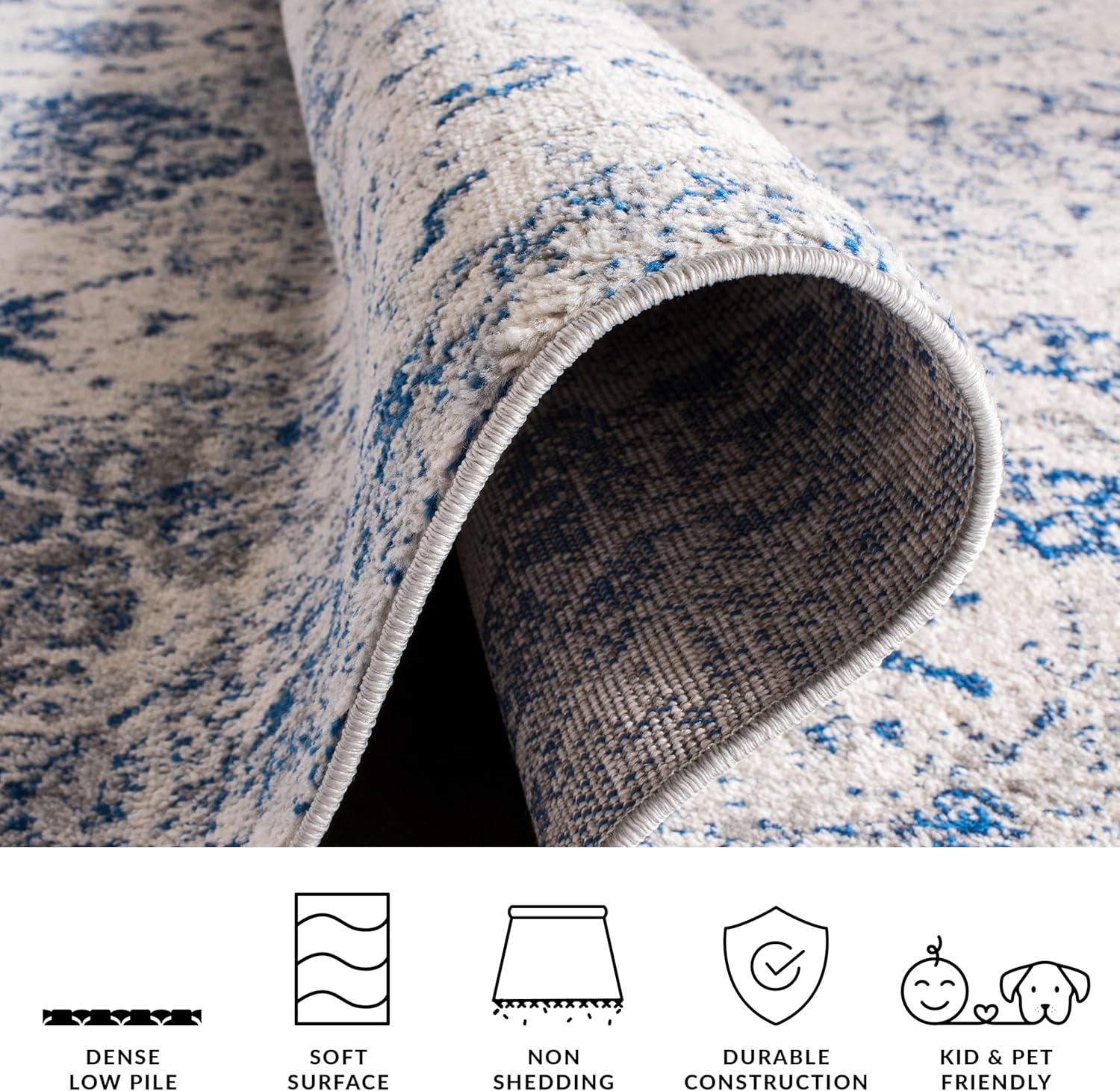image:imageSAFAVIEH Area Rug 8x10 Madison Collection Large Cream amp Multi Boho Chic Distressed Design NonShedding amp Easy Cleaning Ideal for Living Room Bedroom Office Dining Space MAD611BWhiteRoyal Blue