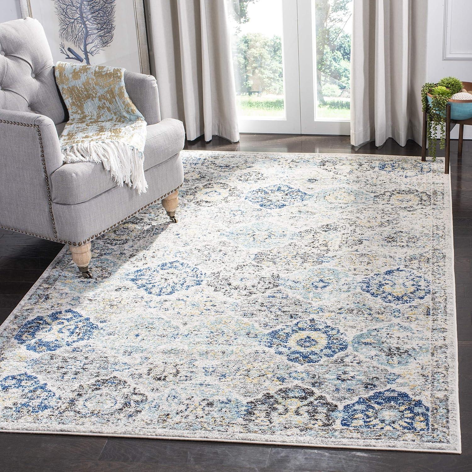 image:imageSAFAVIEH Area Rug 8x10 Madison Collection Large Cream amp Multi Boho Chic Distressed Design NonShedding amp Easy Cleaning Ideal for Living Room Bedroom Office Dining Space MAD611BIvoryAqua