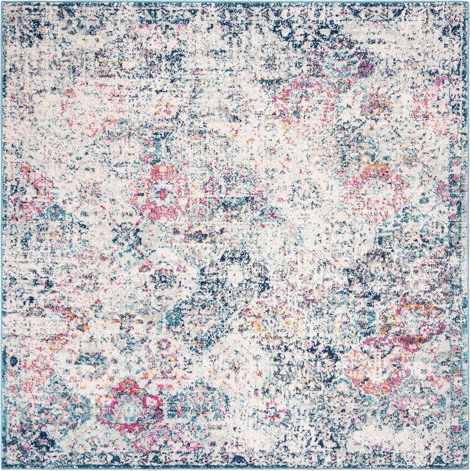 image:imageSAFAVIEH Area Rug 8x10 Madison Collection Large Cream amp Multi Boho Chic Distressed Design NonShedding amp Easy Cleaning Ideal for Living Room Bedroom Office Dining Space MAD611BNavyTeal