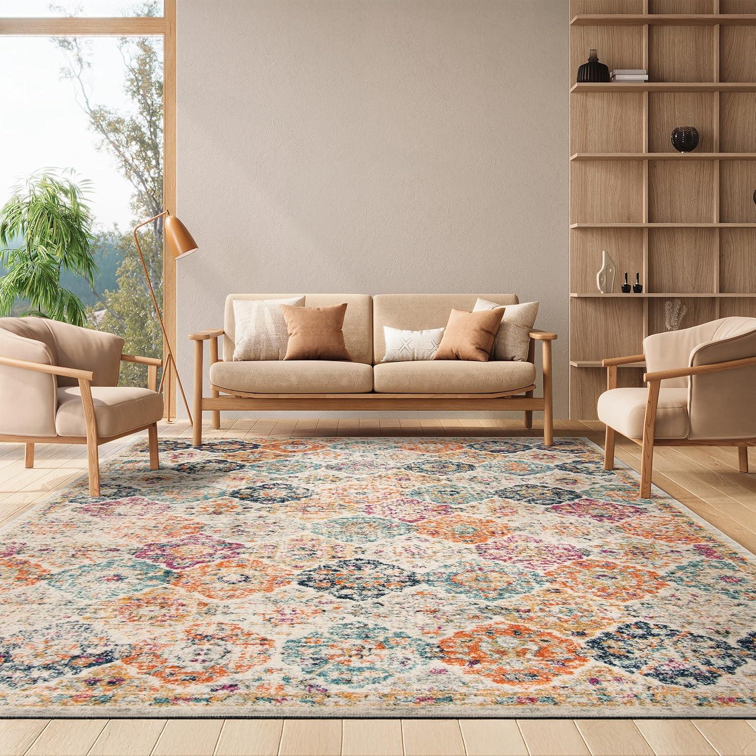image:imageSAFAVIEH Area Rug 8x10 Madison Collection Large Cream amp Multi Boho Chic Distressed Design NonShedding amp Easy Cleaning Ideal for Living Room Bedroom Office Dining Space MAD611BCreamMulti