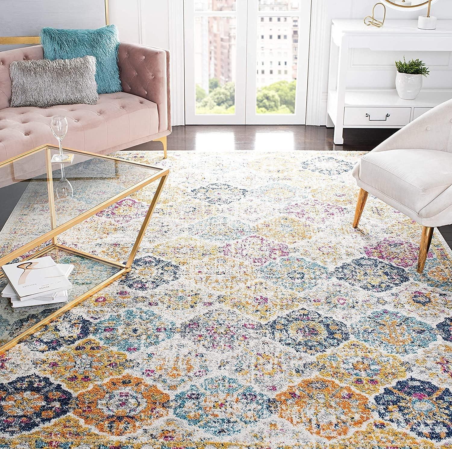 image:imageSAFAVIEH Area Rug 8x10 Madison Collection Large Cream amp Multi Boho Chic Distressed Design NonShedding amp Easy Cleaning Ideal for Living Room Bedroom Office Dining Space MAD611BCreamMulti