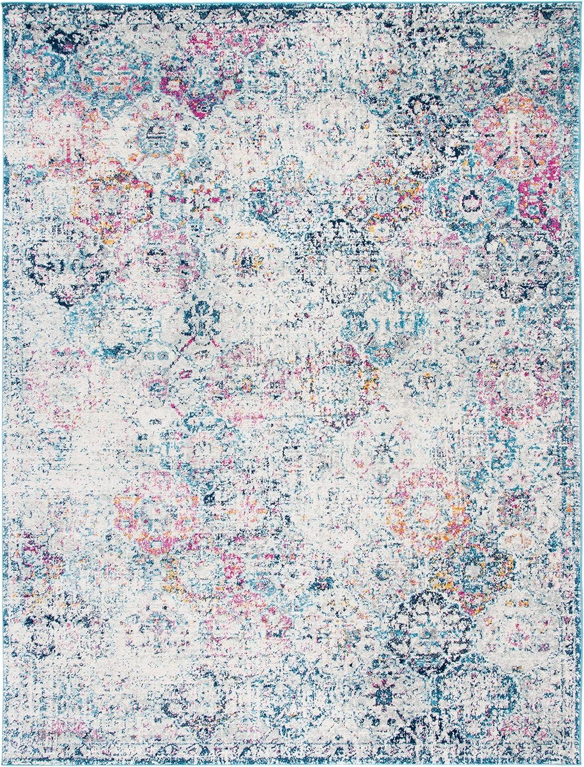 image:imageSAFAVIEH Area Rug 8x10 Madison Collection Large Cream amp Multi Boho Chic Distressed Design NonShedding amp Easy Cleaning Ideal for Living Room Bedroom Office Dining Space MAD611BNavyTeal