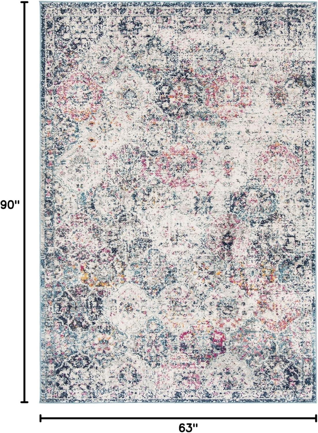 image:imageSAFAVIEH Area Rug 8x10 Madison Collection Large Cream amp Multi Boho Chic Distressed Design NonShedding amp Easy Cleaning Ideal for Living Room Bedroom Office Dining Space MAD611BNavyTeal