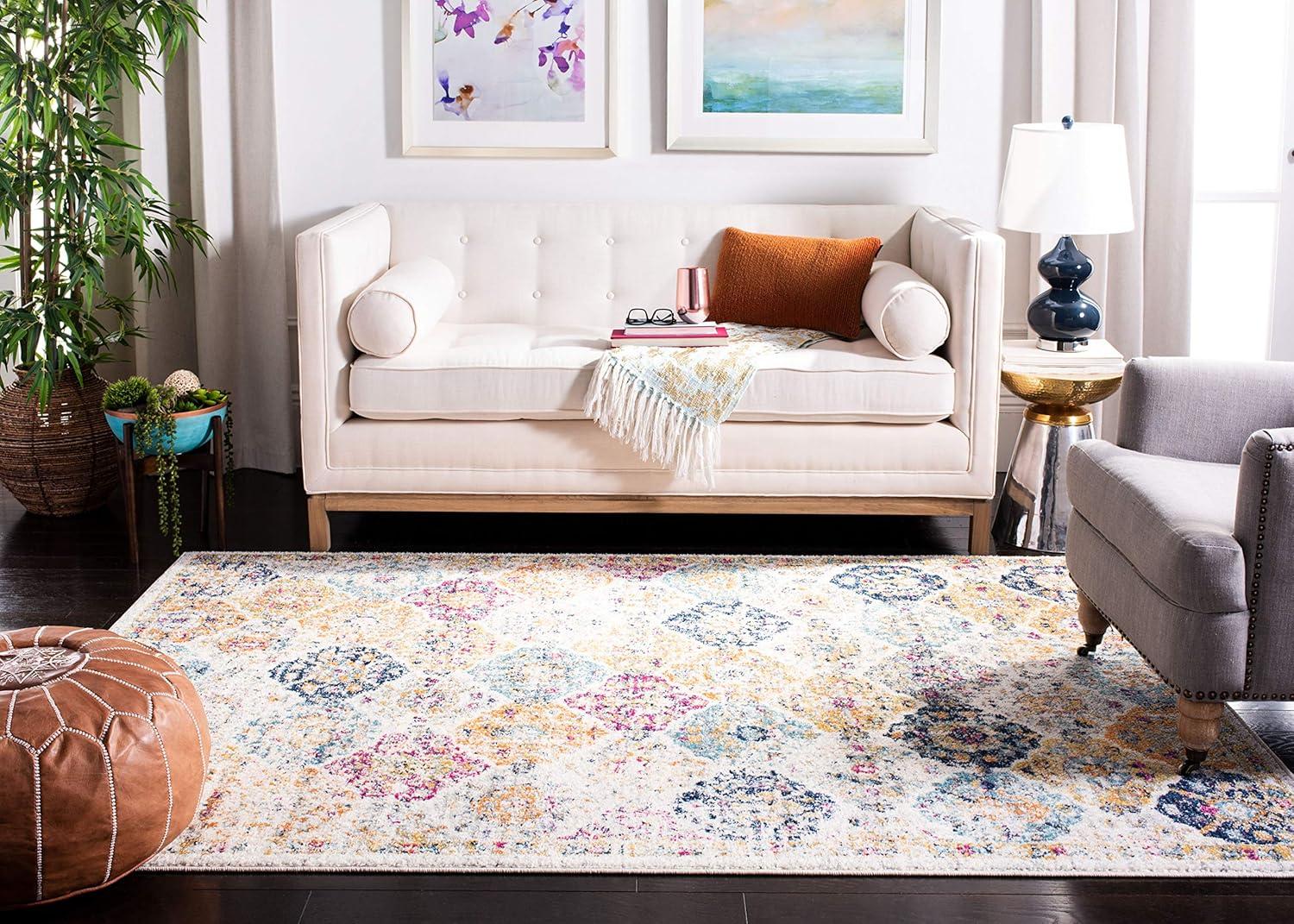 image:imageSAFAVIEH Area Rug 8x10 Madison Collection Large Cream amp Multi Boho Chic Distressed Design NonShedding amp Easy Cleaning Ideal for Living Room Bedroom Office Dining Space MAD611BCreamMulti