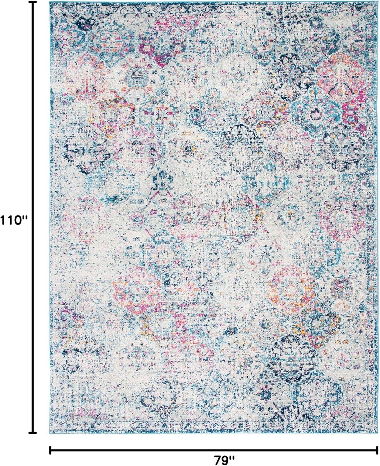 image:imageSAFAVIEH Area Rug 8x10 Madison Collection Large Cream amp Multi Boho Chic Distressed Design NonShedding amp Easy Cleaning Ideal for Living Room Bedroom Office Dining Space MAD611BNavyTeal