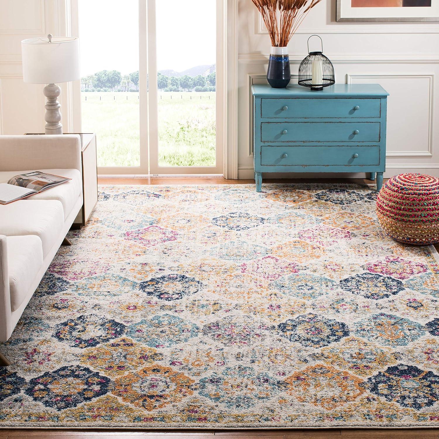 image:imageSAFAVIEH Area Rug 8x10 Madison Collection Large Cream amp Multi Boho Chic Distressed Design NonShedding amp Easy Cleaning Ideal for Living Room Bedroom Office Dining Space MAD611BCreamMulti