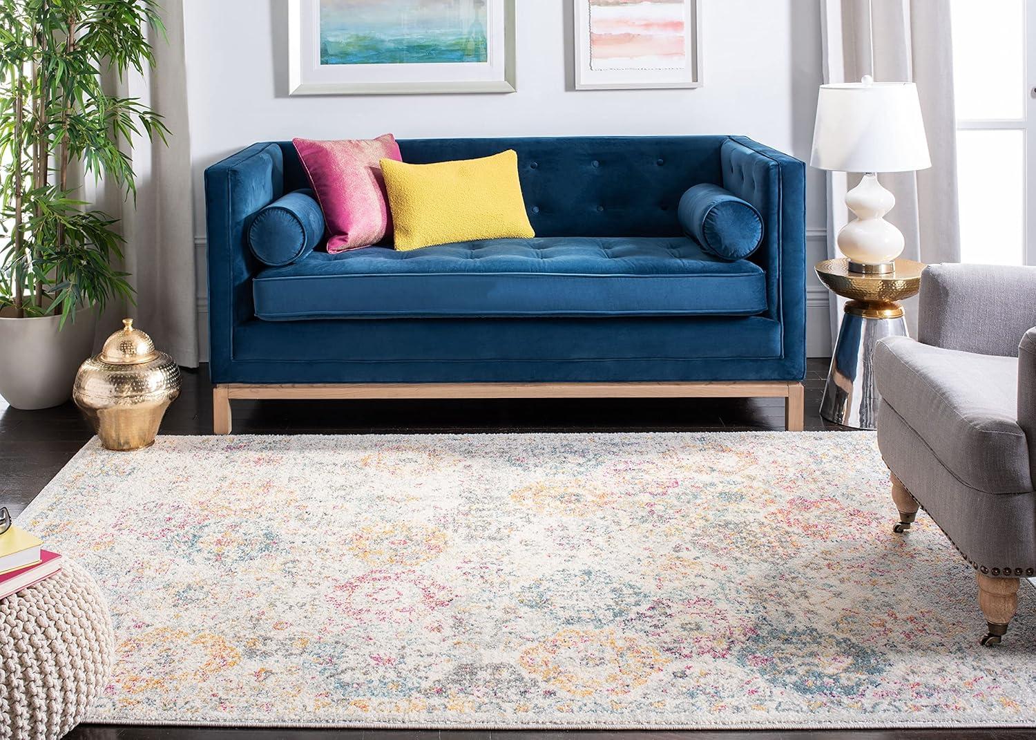 image:imageSAFAVIEH Area Rug 8x10 Madison Collection Large Cream amp Multi Boho Chic Distressed Design NonShedding amp Easy Cleaning Ideal for Living Room Bedroom Office Dining Space MAD611BGreyGold