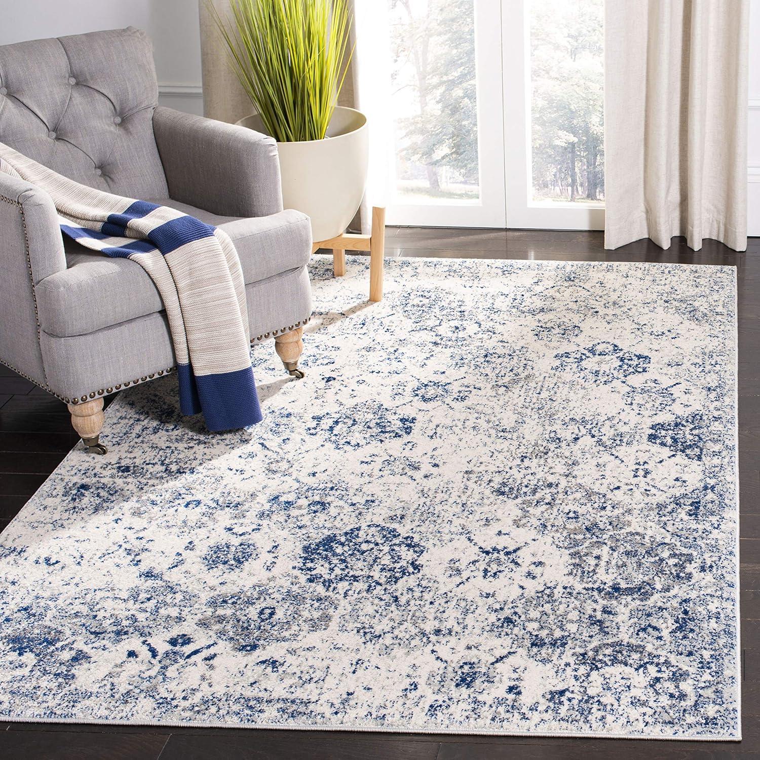 image:imageSAFAVIEH Area Rug 8x10 Madison Collection Large Cream amp Multi Boho Chic Distressed Design NonShedding amp Easy Cleaning Ideal for Living Room Bedroom Office Dining Space MAD611BWhiteRoyal Blue