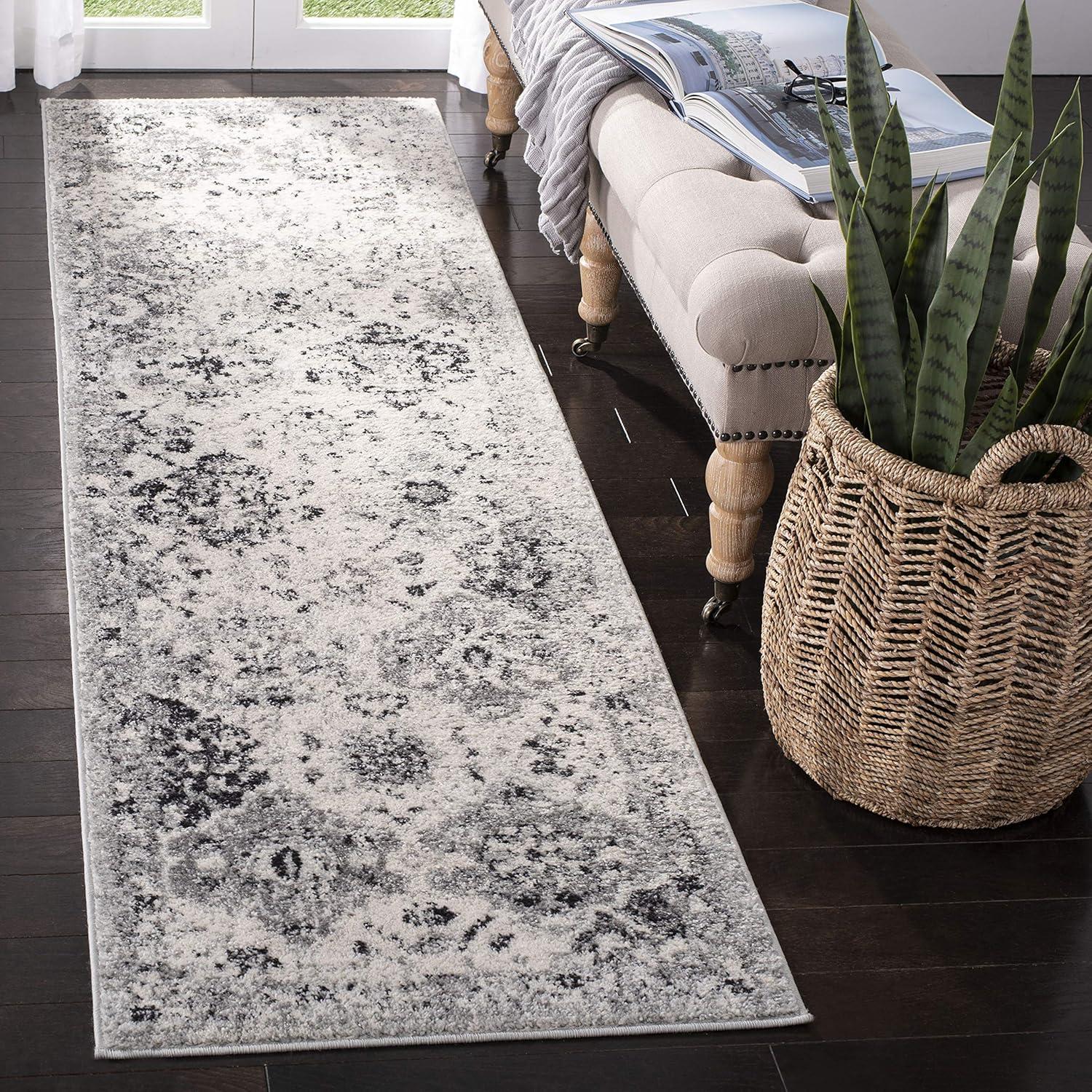 image:imageSAFAVIEH Area Rug 8x10 Madison Collection Large Cream amp Multi Boho Chic Distressed Design NonShedding amp Easy Cleaning Ideal for Living Room Bedroom Office Dining Space MAD611BSilverGrey