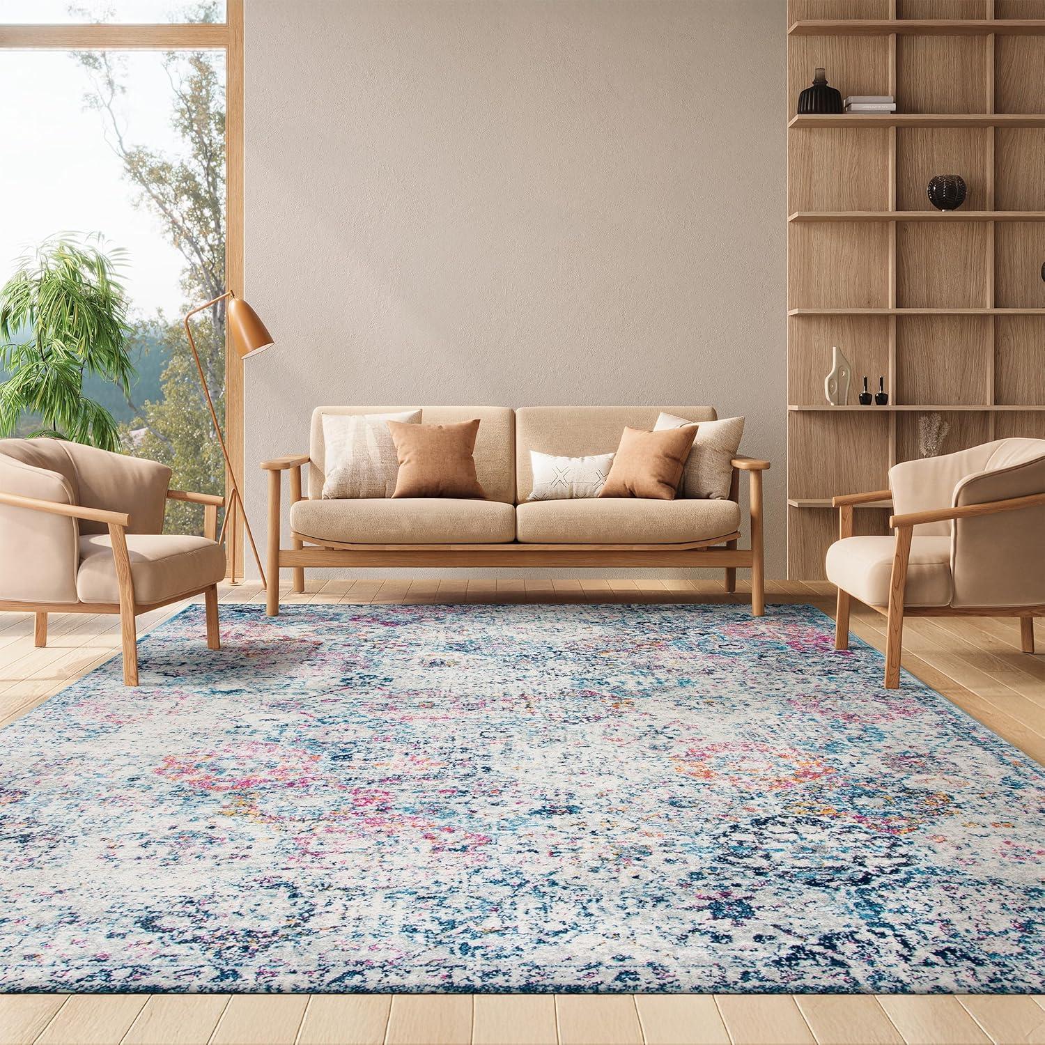 image:imageSAFAVIEH Area Rug 8x10 Madison Collection Large Cream amp Multi Boho Chic Distressed Design NonShedding amp Easy Cleaning Ideal for Living Room Bedroom Office Dining Space MAD611BNavyTeal