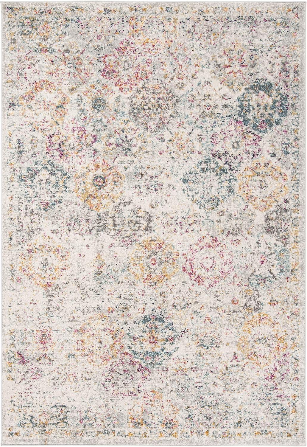 image:imageSAFAVIEH Area Rug 8x10 Madison Collection Large Cream amp Multi Boho Chic Distressed Design NonShedding amp Easy Cleaning Ideal for Living Room Bedroom Office Dining Space MAD611BGreyGold