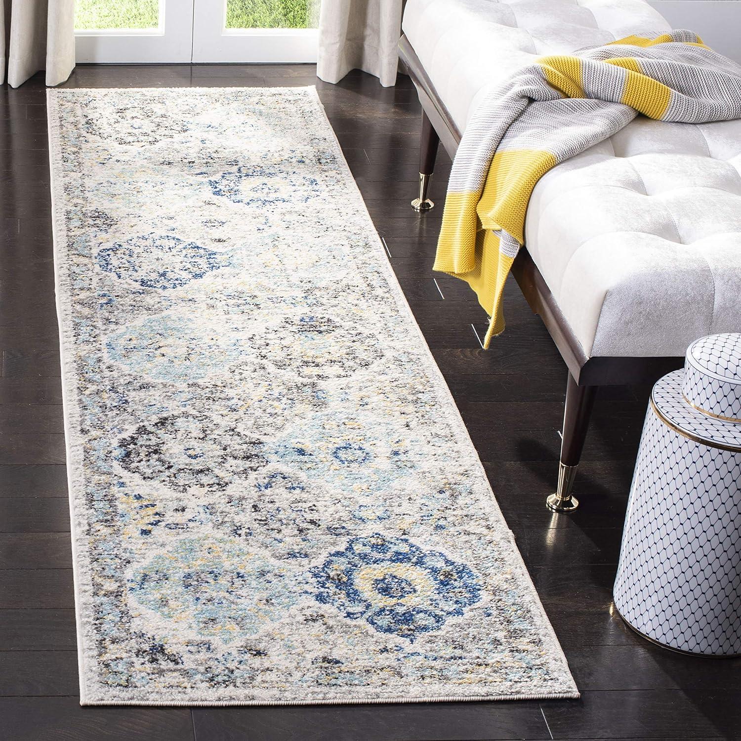 image:imageSAFAVIEH Area Rug 8x10 Madison Collection Large Cream amp Multi Boho Chic Distressed Design NonShedding amp Easy Cleaning Ideal for Living Room Bedroom Office Dining Space MAD611BIvoryAqua