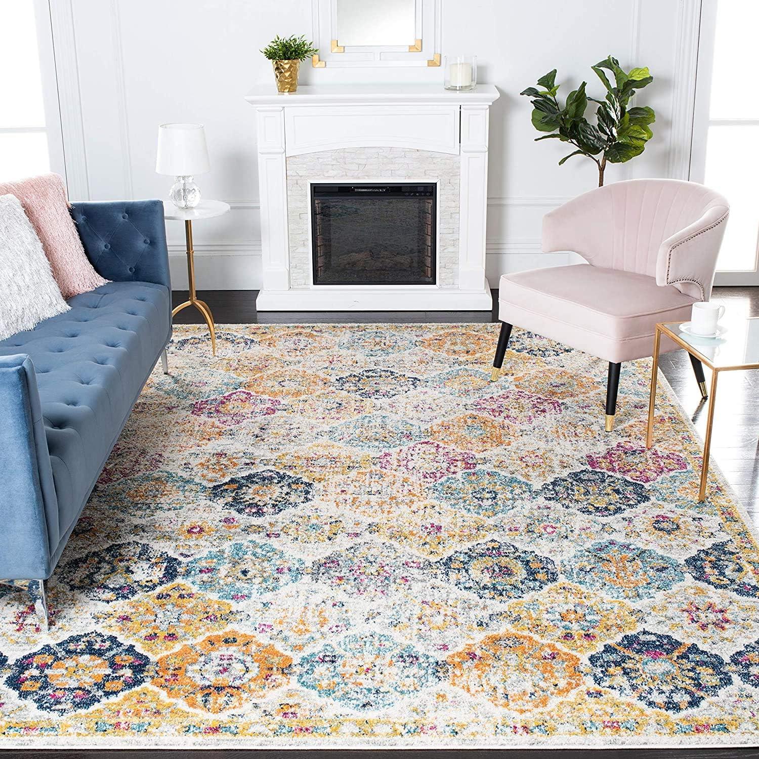 image:imageSAFAVIEH Area Rug 8x10 Madison Collection Large Cream amp Multi Boho Chic Distressed Design NonShedding amp Easy Cleaning Ideal for Living Room Bedroom Office Dining Space MAD611BCreamMulti