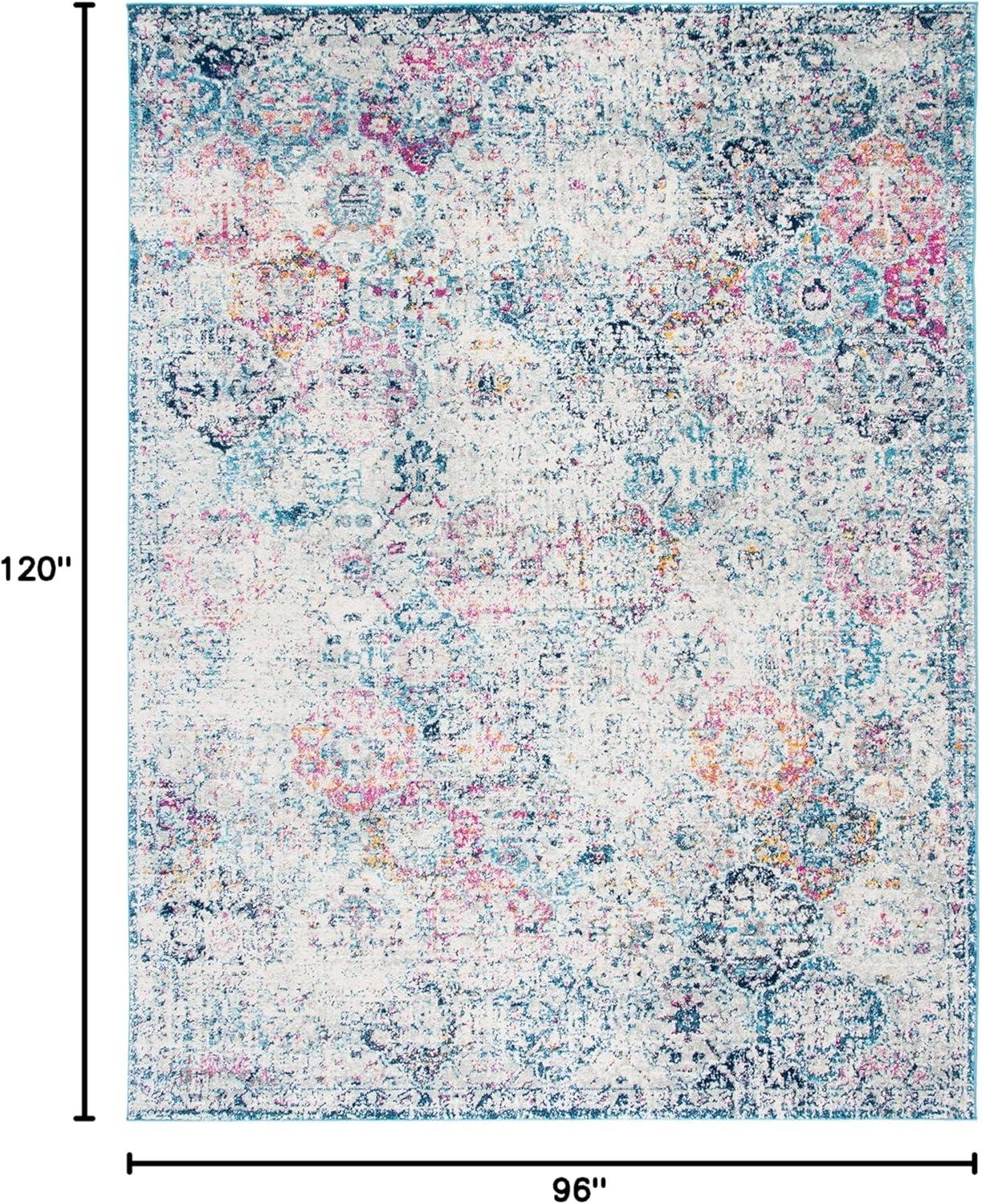 image:imageSAFAVIEH Area Rug 8x10 Madison Collection Large Cream amp Multi Boho Chic Distressed Design NonShedding amp Easy Cleaning Ideal for Living Room Bedroom Office Dining Space MAD611BNavyTeal