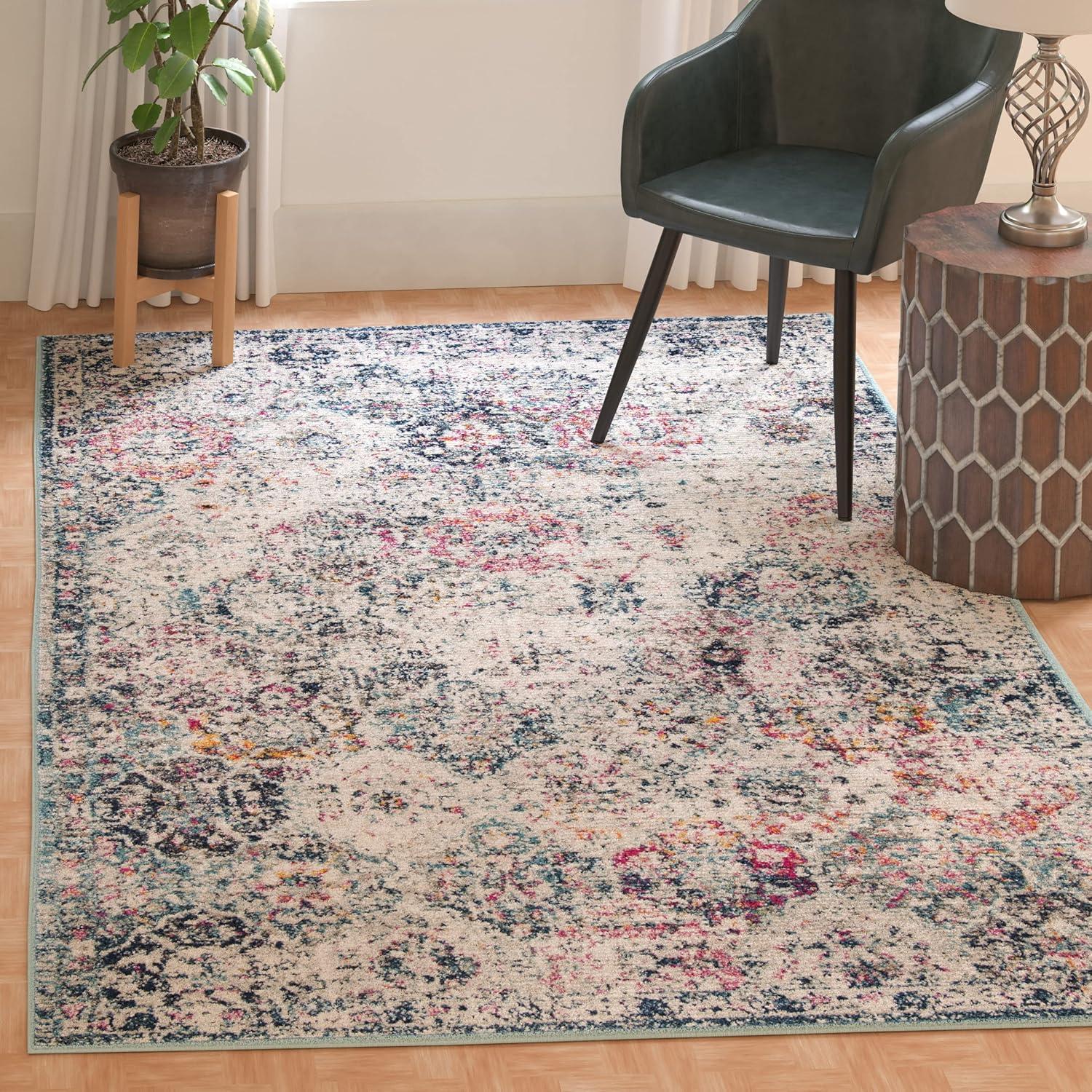 image:imageSAFAVIEH Area Rug 8x10 Madison Collection Large Cream amp Multi Boho Chic Distressed Design NonShedding amp Easy Cleaning Ideal for Living Room Bedroom Office Dining Space MAD611BNavyTeal