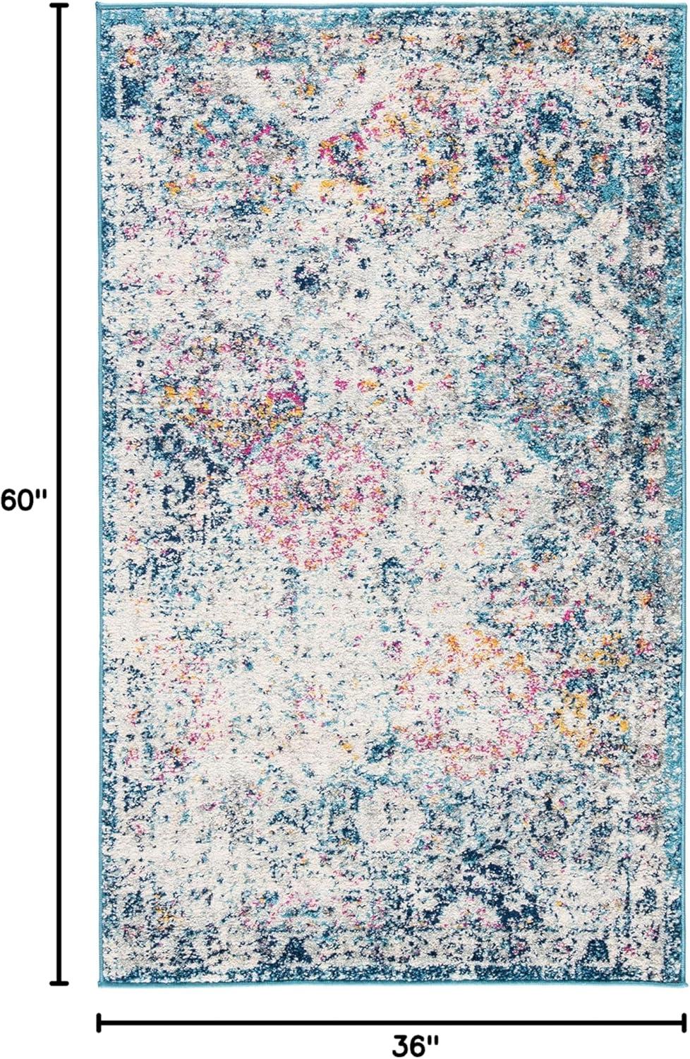 image:imageSAFAVIEH Area Rug 8x10 Madison Collection Large Cream amp Multi Boho Chic Distressed Design NonShedding amp Easy Cleaning Ideal for Living Room Bedroom Office Dining Space MAD611BNavyTeal