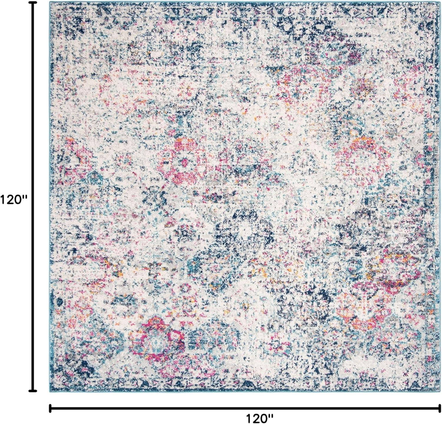 image:imageSAFAVIEH Area Rug 8x10 Madison Collection Large Cream amp Multi Boho Chic Distressed Design NonShedding amp Easy Cleaning Ideal for Living Room Bedroom Office Dining Space MAD611BNavyTeal