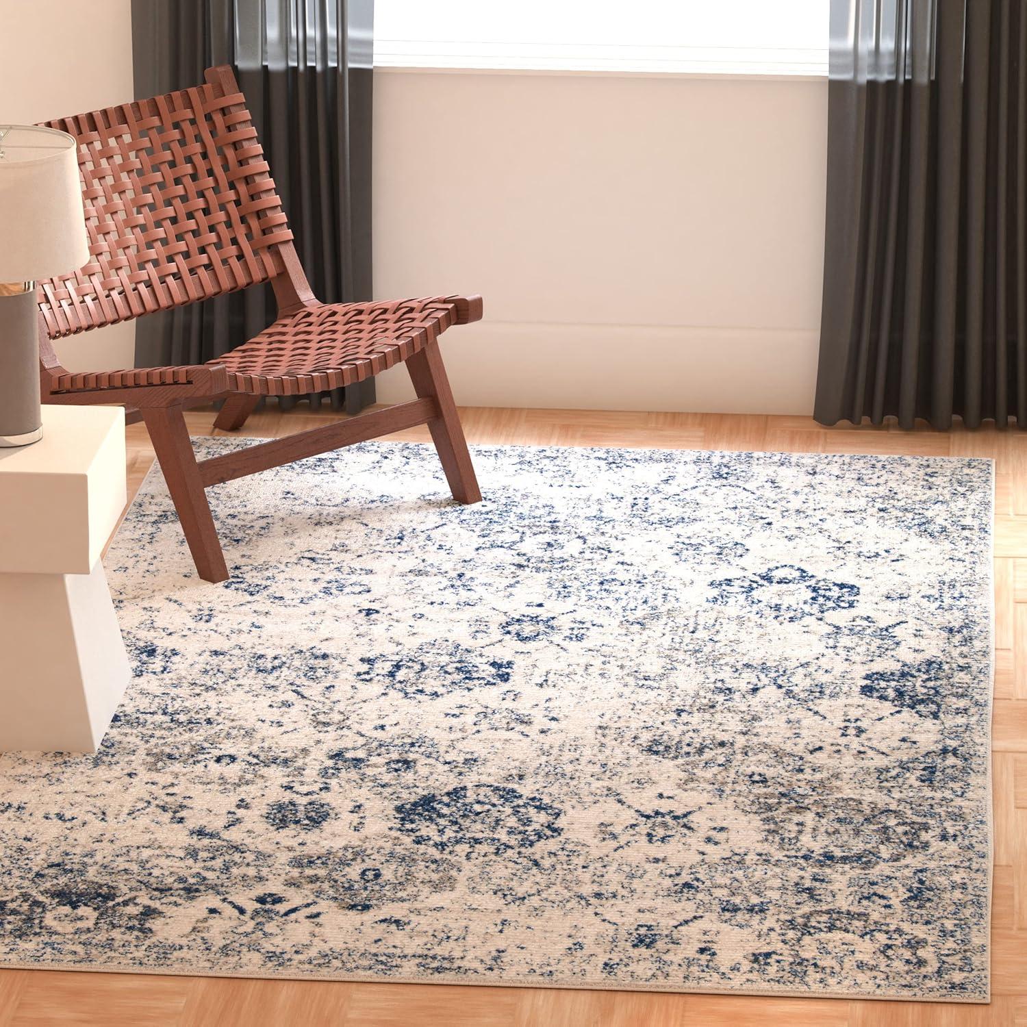 image:imageSAFAVIEH Area Rug 8x10 Madison Collection Large Cream amp Multi Boho Chic Distressed Design NonShedding amp Easy Cleaning Ideal for Living Room Bedroom Office Dining Space MAD611BWhiteRoyal Blue