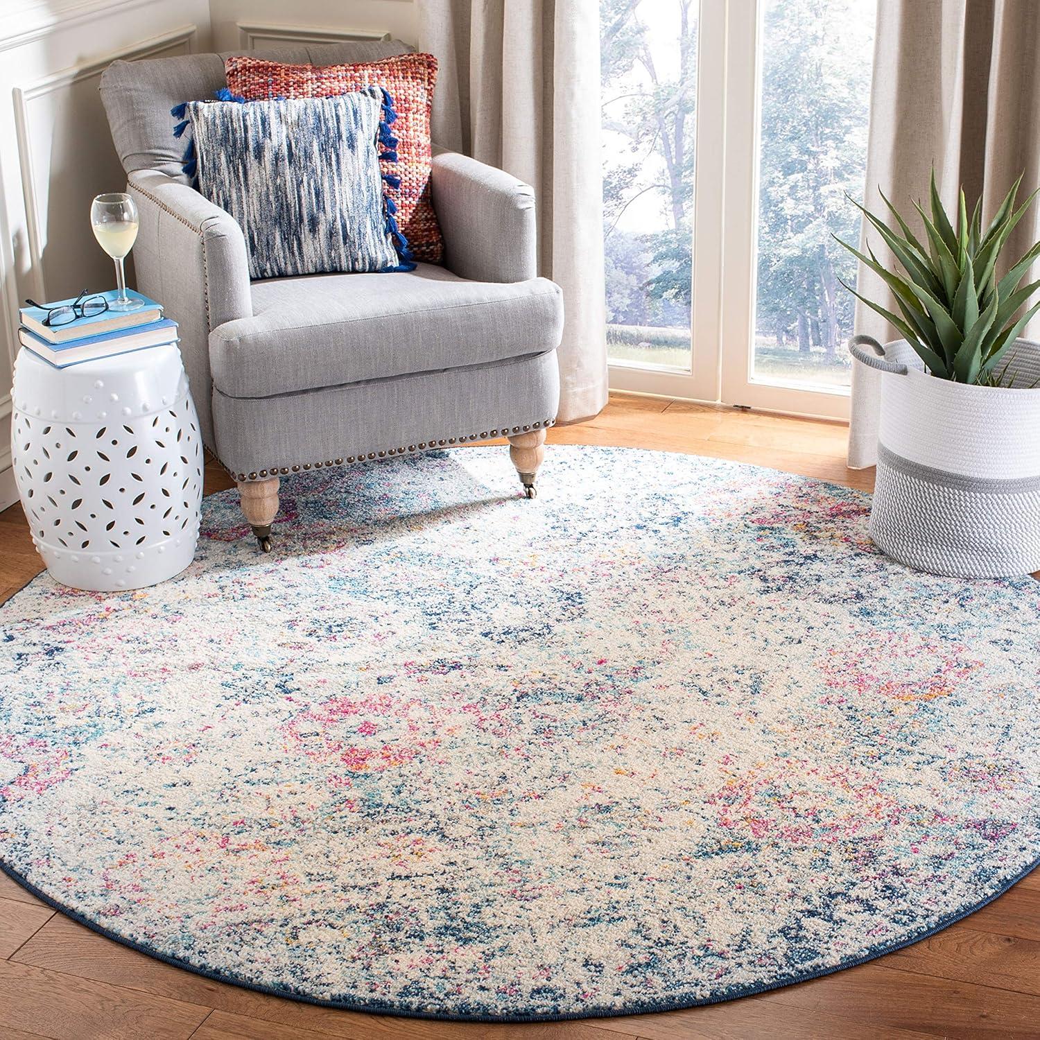 image:imageSAFAVIEH Area Rug 8x10 Madison Collection Large Cream amp Multi Boho Chic Distressed Design NonShedding amp Easy Cleaning Ideal for Living Room Bedroom Office Dining Space MAD611BNavyTeal