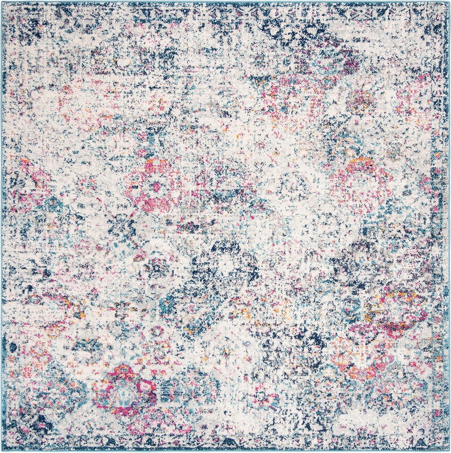 image:imageSAFAVIEH Area Rug 8x10 Madison Collection Large Cream amp Multi Boho Chic Distressed Design NonShedding amp Easy Cleaning Ideal for Living Room Bedroom Office Dining Space MAD611BNavyTeal