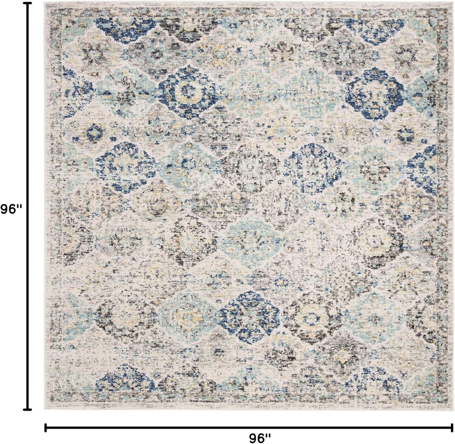 image:imageSAFAVIEH Area Rug 8x10 Madison Collection Large Cream amp Multi Boho Chic Distressed Design NonShedding amp Easy Cleaning Ideal for Living Room Bedroom Office Dining Space MAD611BIvoryAqua