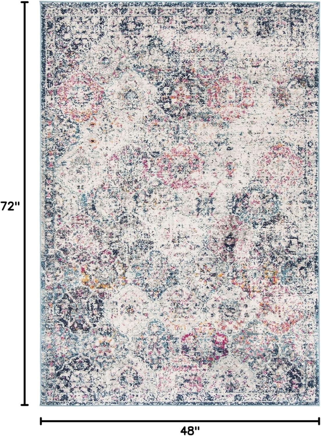 image:imageSAFAVIEH Area Rug 8x10 Madison Collection Large Cream amp Multi Boho Chic Distressed Design NonShedding amp Easy Cleaning Ideal for Living Room Bedroom Office Dining Space MAD611BNavyTeal