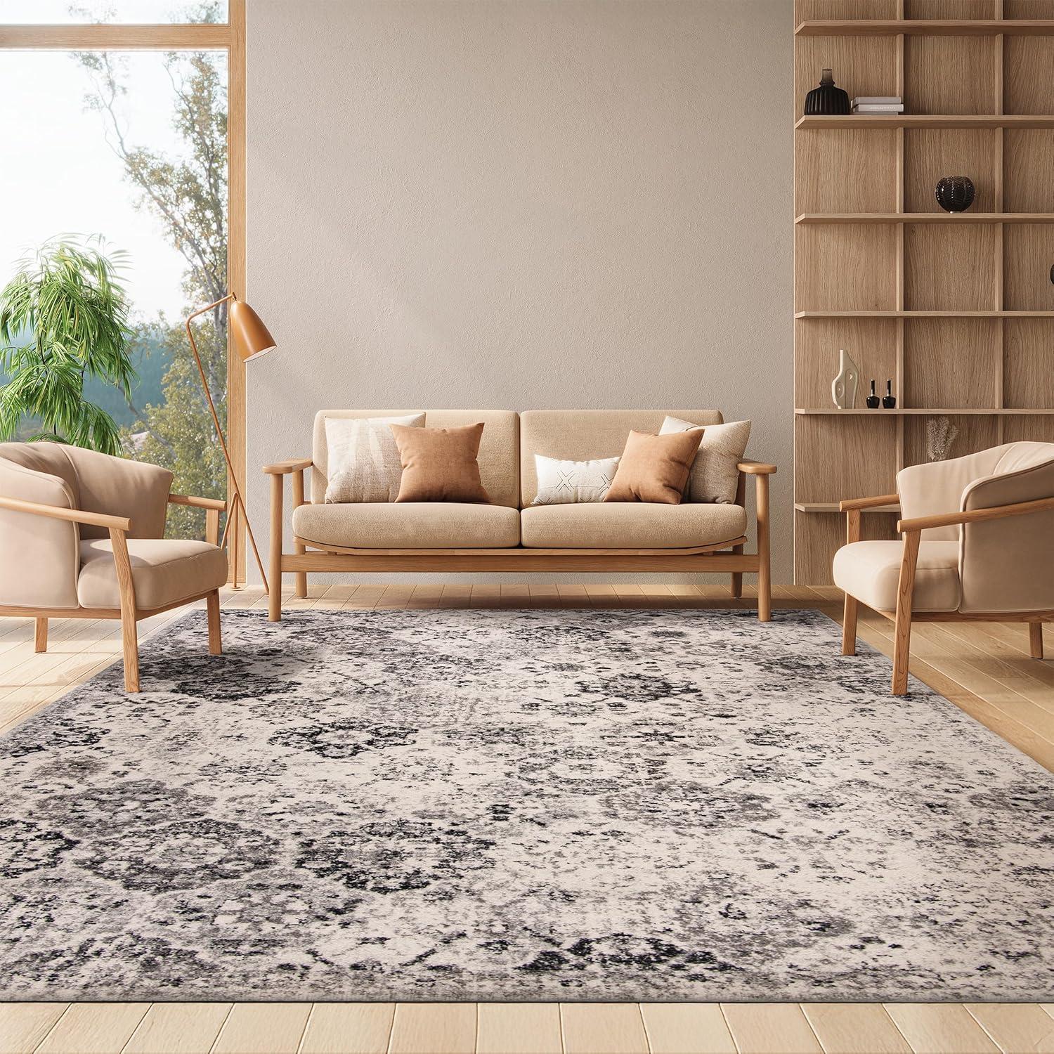 image:imageSAFAVIEH Area Rug 8x10 Madison Collection Large Cream amp Multi Boho Chic Distressed Design NonShedding amp Easy Cleaning Ideal for Living Room Bedroom Office Dining Space MAD611BSilverGrey