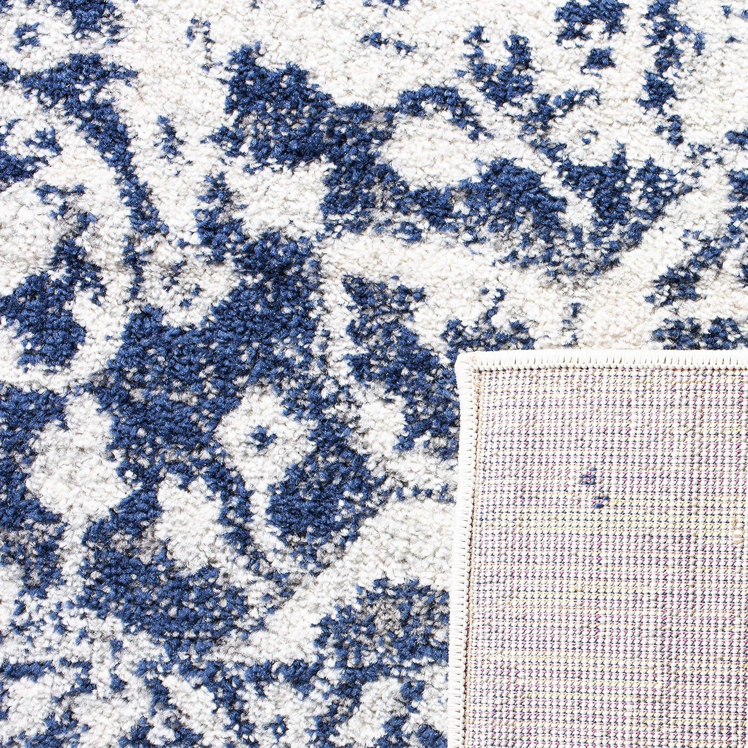image:imageSAFAVIEH Area Rug 8x10 Madison Collection Large Cream amp Navy Snowflake Medallion Distressed Design NonShedding amp Easy Cleaning Ideal for Living Room Bedroom Office Dining Space MAD603DCreamNavy