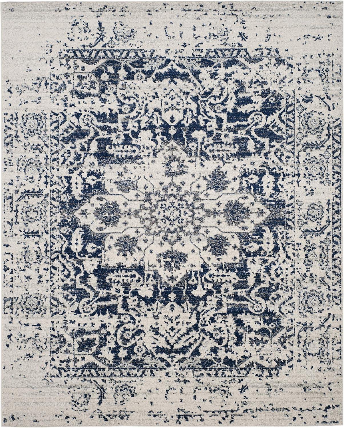 image:imageSAFAVIEH Area Rug 8x10 Madison Collection Large Cream amp Navy Snowflake Medallion Distressed Design NonShedding amp Easy Cleaning Ideal for Living Room Bedroom Office Dining Space MAD603DCreamNavy