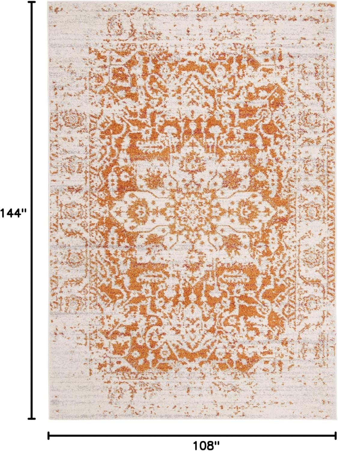 image:imageSAFAVIEH Area Rug 8x10 Madison Collection Large Cream amp Navy Snowflake Medallion Distressed Design NonShedding amp Easy Cleaning Ideal for Living Room Bedroom Office Dining Space MAD603DOrangeIvory