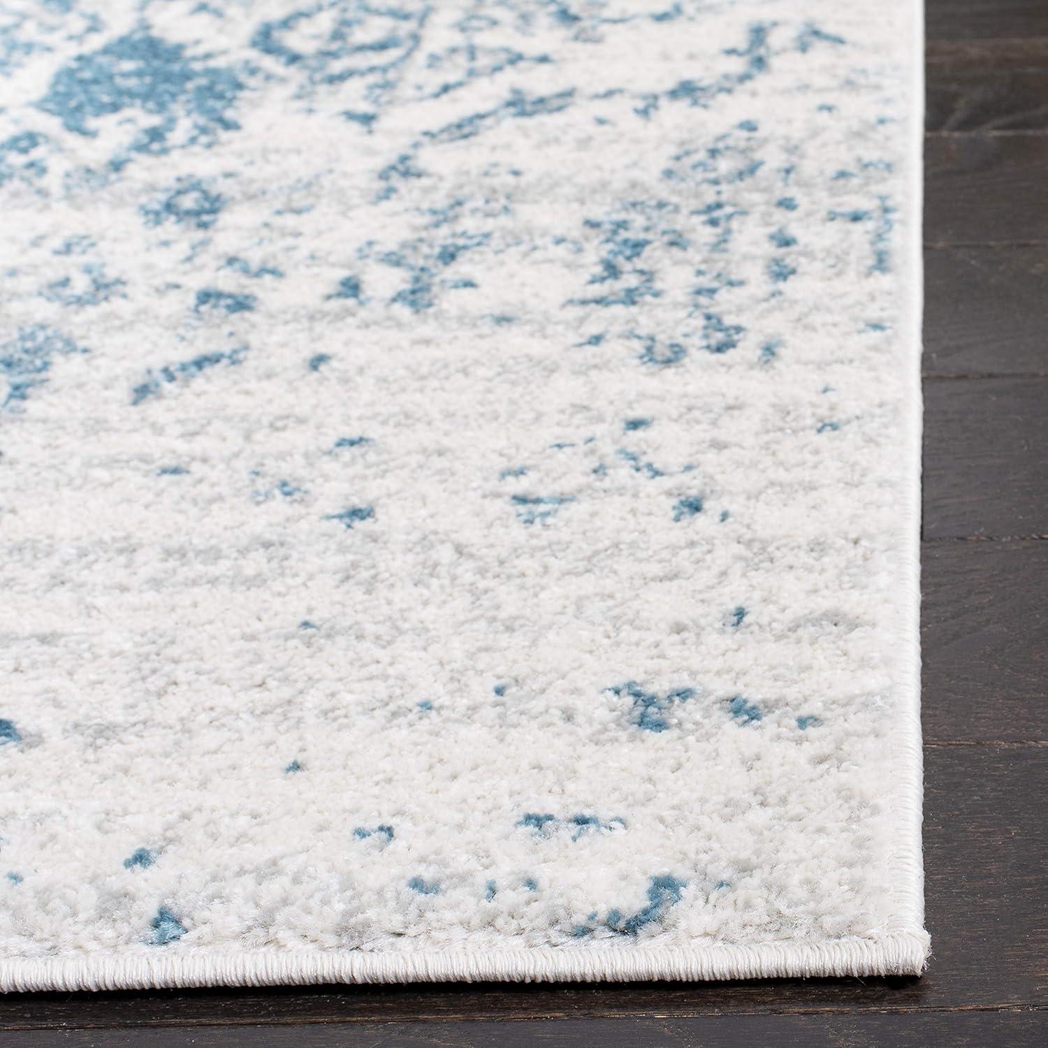image:imageSAFAVIEH Area Rug 8x10 Madison Collection Large Cream amp Navy Snowflake Medallion Distressed Design NonShedding amp Easy Cleaning Ideal for Living Room Bedroom Office Dining Space MAD603DTealIvory