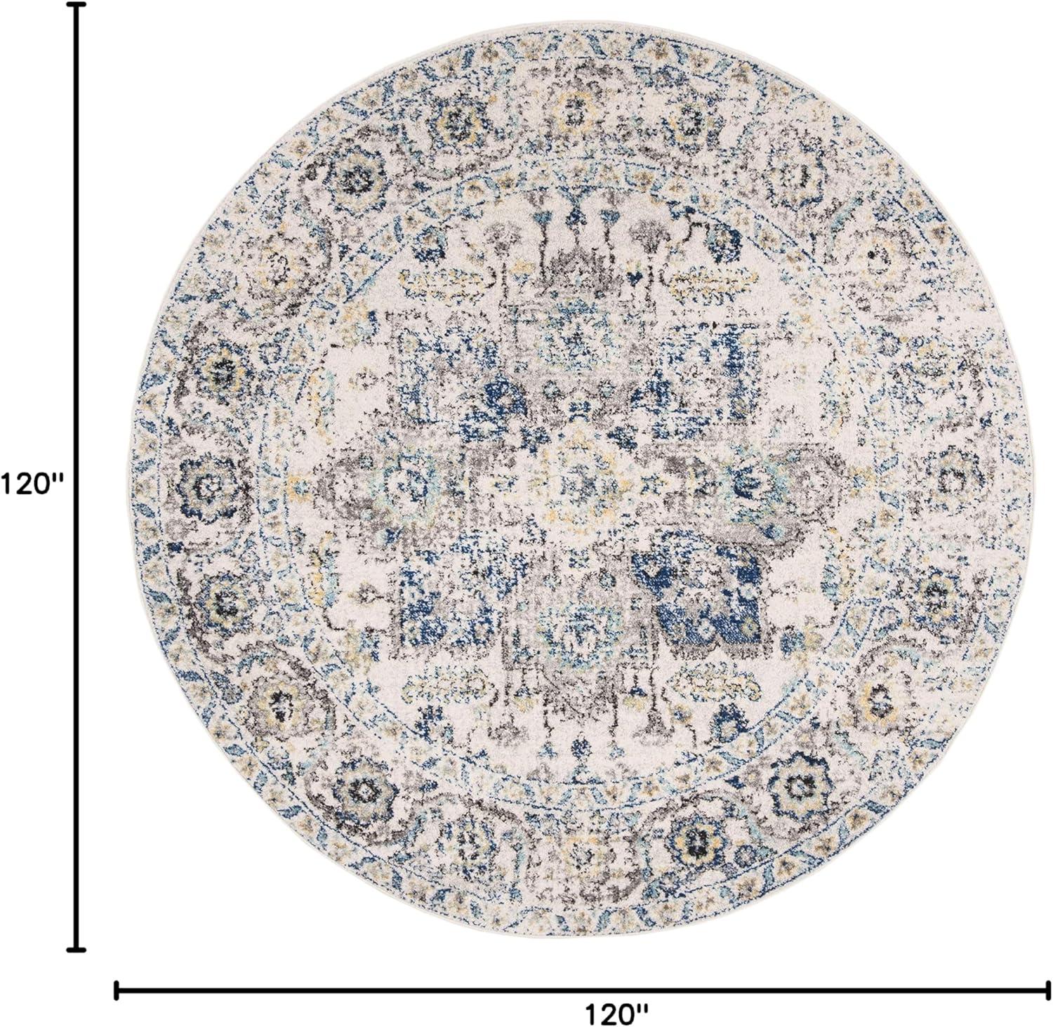image:imageSAFAVIEH Area Rug 8x10 Madison Collection Large Cream amp Navy Snowflake Medallion Distressed Design NonShedding amp Easy Cleaning Ideal for Living Room Bedroom Office Dining Space MAD603DGreyIvory