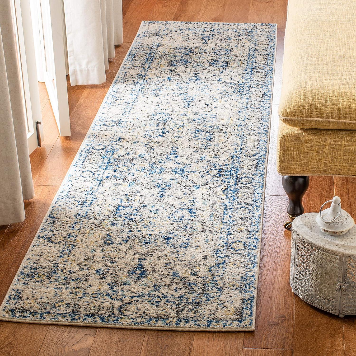 image:imageSAFAVIEH Area Rug 8x10 Madison Collection Large Cream amp Navy Snowflake Medallion Distressed Design NonShedding amp Easy Cleaning Ideal for Living Room Bedroom Office Dining Space MAD603DGreyIvory